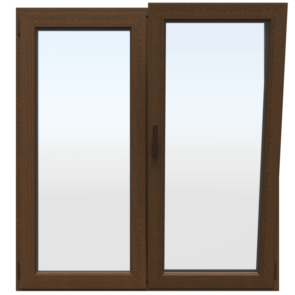 Walnut PVC window WDS W 120 x H 140 cm, 2 sashes hinged windows - Expo ...